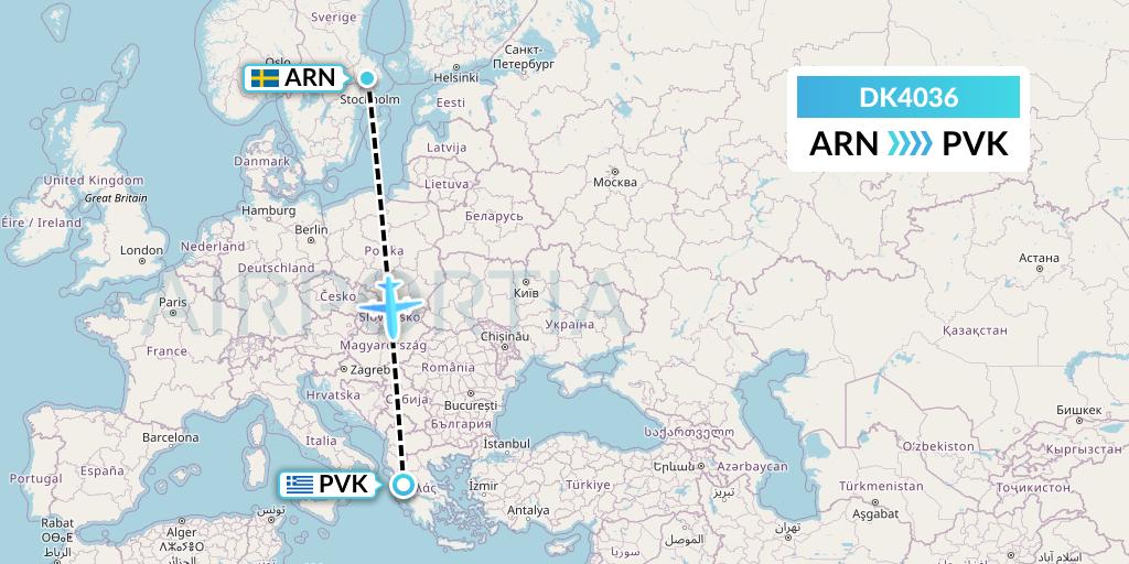 DK4036 Thomas Cook Airlines Scandinavia Flight Map: Stockholm to Preveza