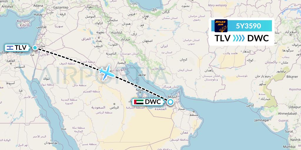 5Y3590 Atlas Air Flight Map: Tel Aviv to Dubai