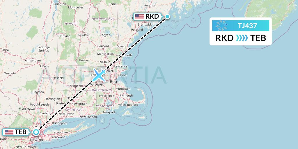 TJ437 Tradewind Aviation Flight Map: Rockland to Teterboro