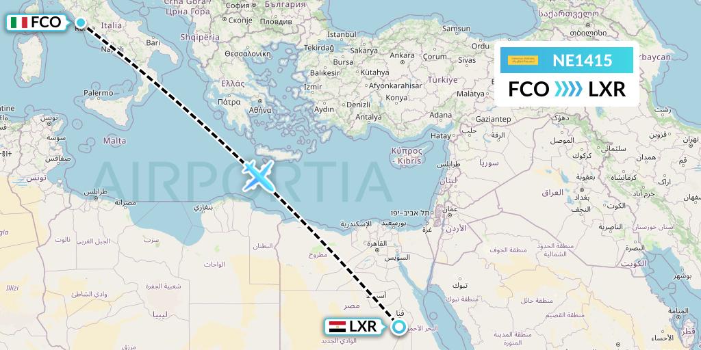 NE1415 Nesma Airlines Flight Map: Rome to Luxor