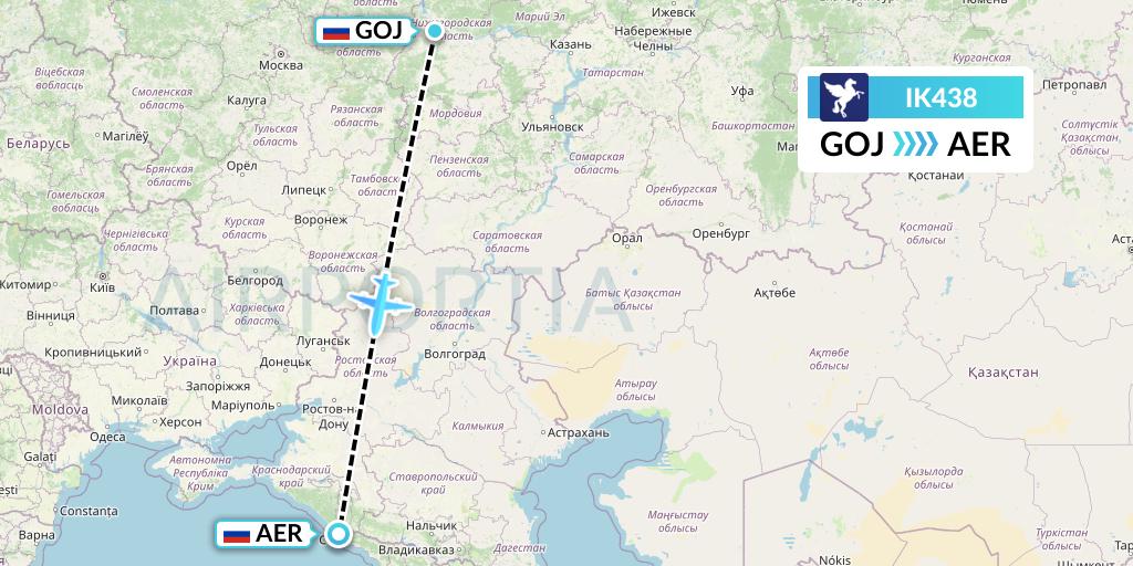 IK438 Air Kiribati Flight Map: Nizhny Novgorod to Sochi