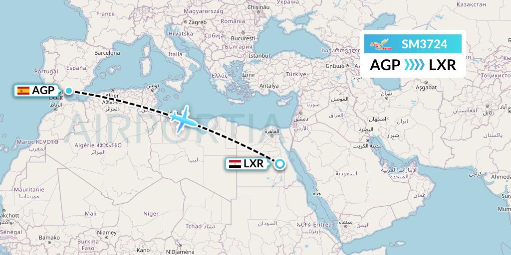 SM3724 Air Cairo Flight Map: Malaga to Luxor