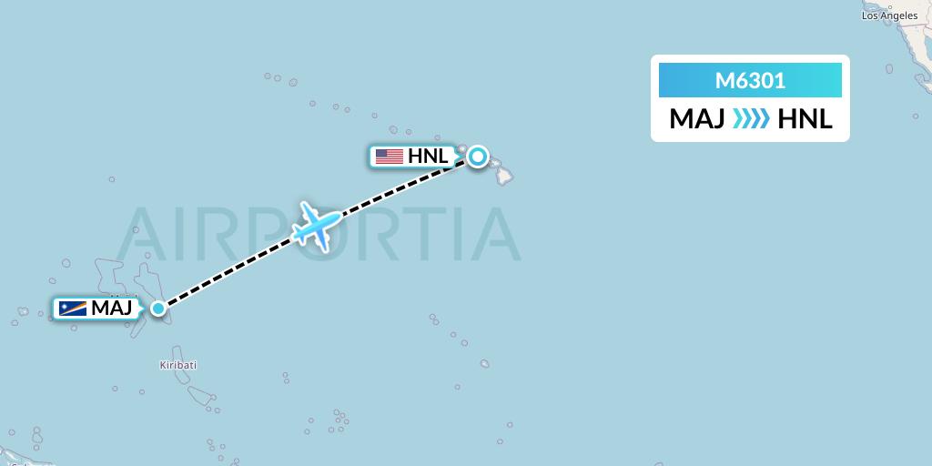 M6301 Amerijet International Flight Map: Majuro to Honolulu