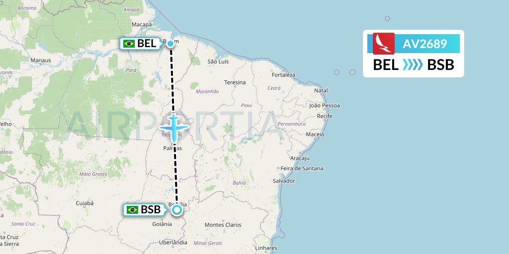 AV2689 Avianca Flight Map: Belem to Brasilia