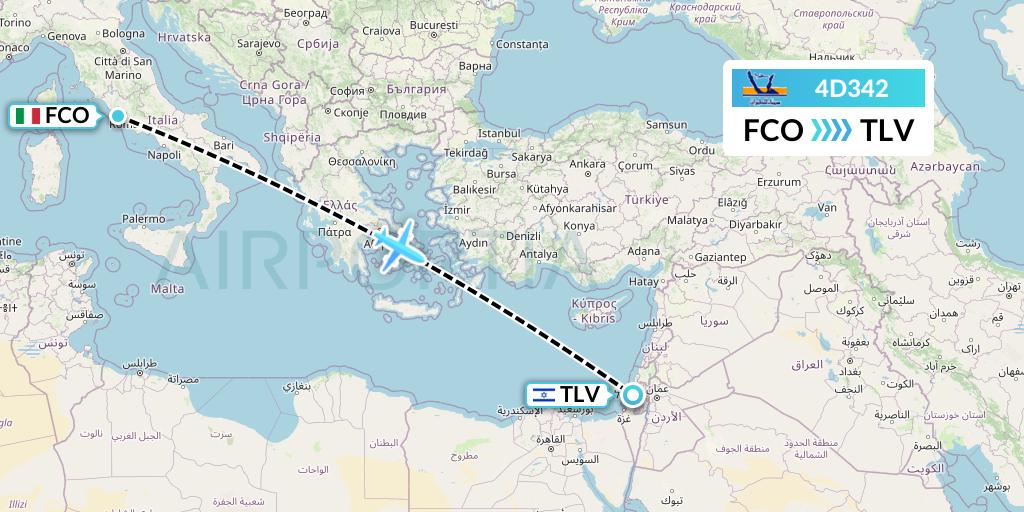 4D342 Air Sinai Flight Map: Rome to Tel Aviv