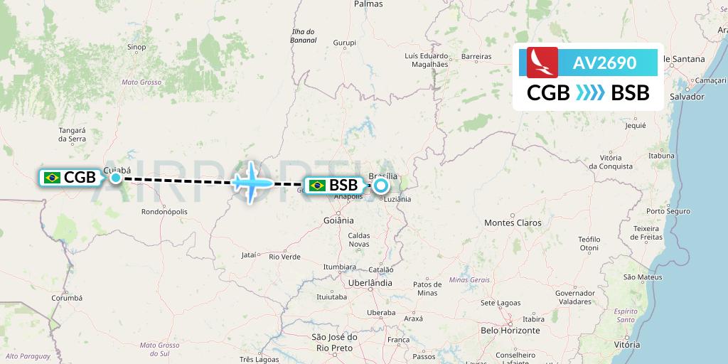 AV2690 Avianca Flight Map: Cuiaba to Brasilia