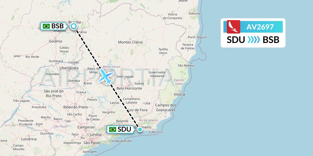 AV2697 Avianca Flight Map: Rio de Janeiro to Brasilia