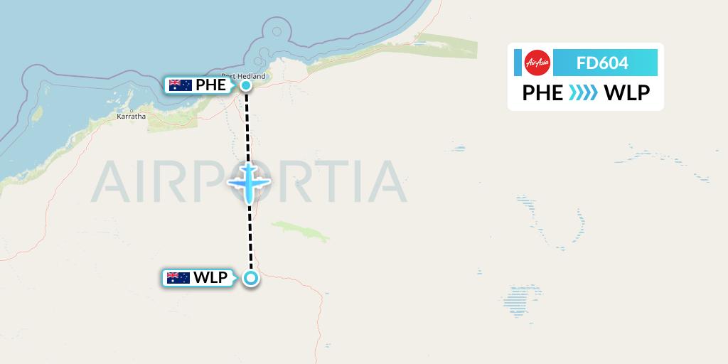 FD604 Thai AirAsia Flight Map: Port Hedland to West Angelas