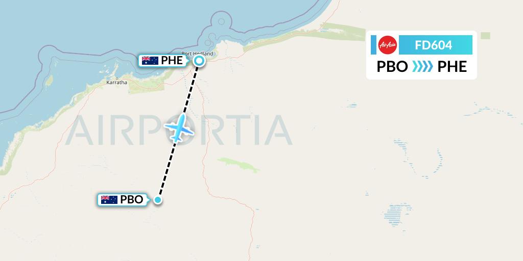 FD604 Thai AirAsia Flight Map: Paraburdoo to Port Hedland