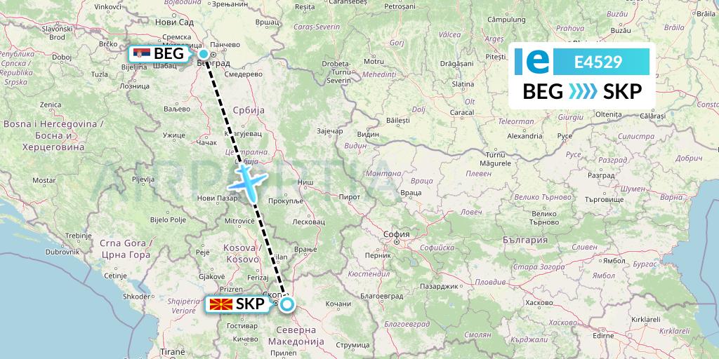 E4529 Estelar Latinoamerica C.A. Flight Map: Belgrade to Skopje