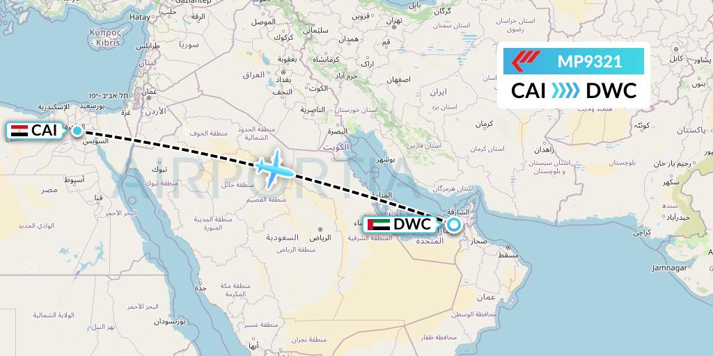MP9321 Martinair Holland Flight Map: Cairo to Dubai