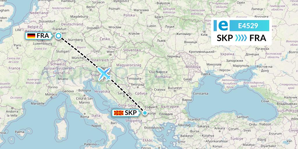 E4529 Estelar Latinoamerica C.A. Flight Map: Skopje to Frankfurt