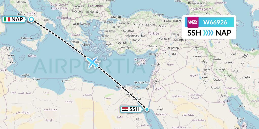 W66926 Wizz Air Flight Map: Sharm el-Sheikh to Naples