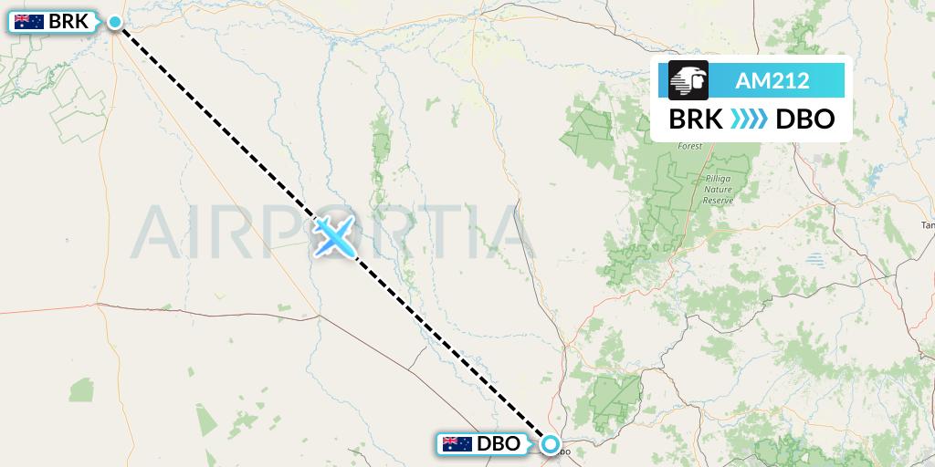 AM212 Aeromexico Flight Map: Australia to Dubbo