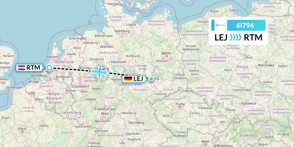 6I796 Air Alsie Flight Map: Leipzig to Rotterdam