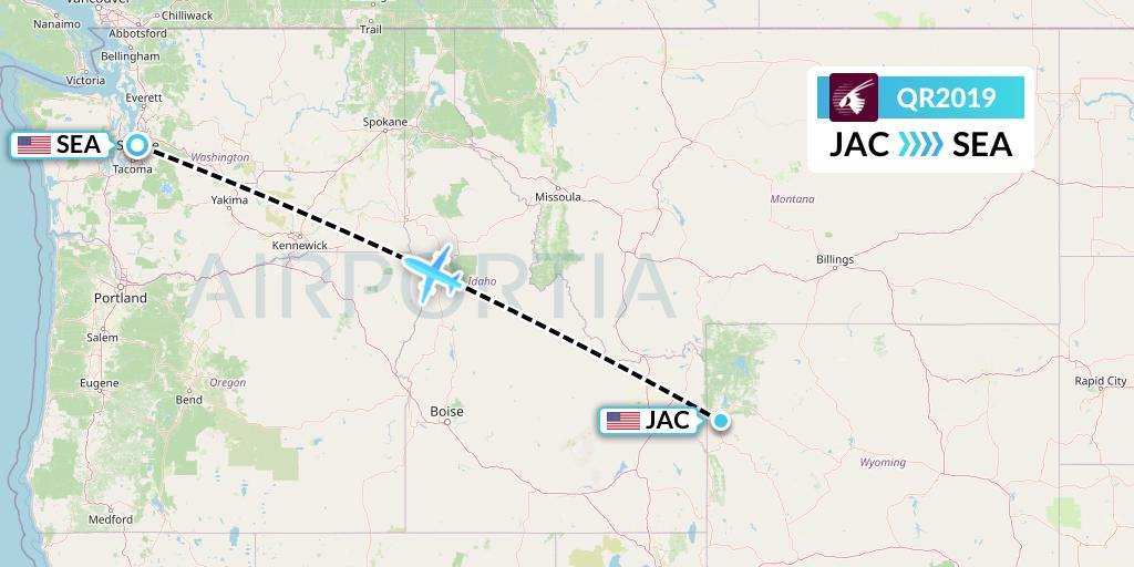 QR2019 Qatar Airways Flight Map: Jackson to Seattle