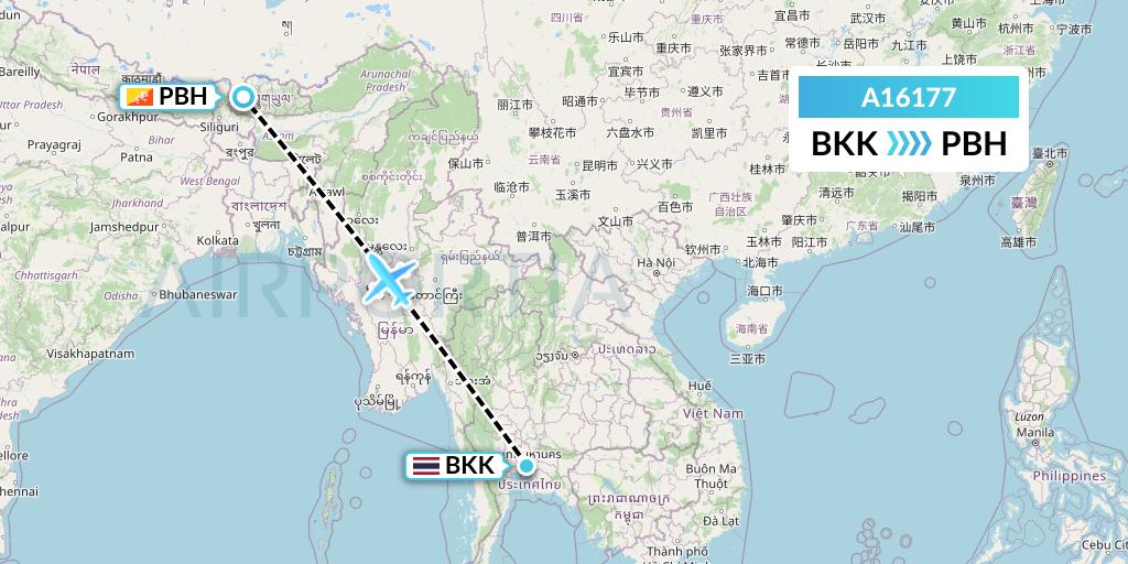 A16177 A.p.g. Distribution Systems Flight Map: Bangkok to Paro