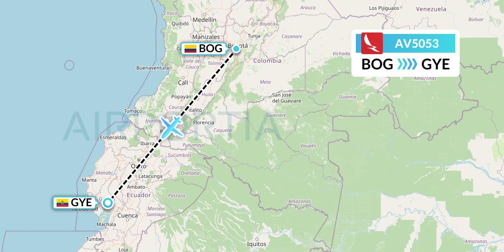 AV5053 Avianca Flight Map: Bogota to Guayaquil