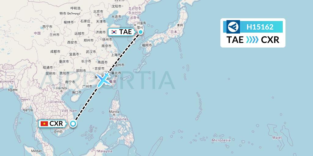 H15162 Hahn Air Systems Flight Map: Daegu to Nha Trang