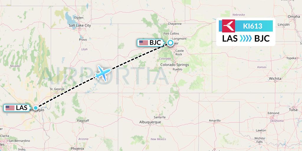 KI613 Krasavia Flight Map: Las Vegas to Denver