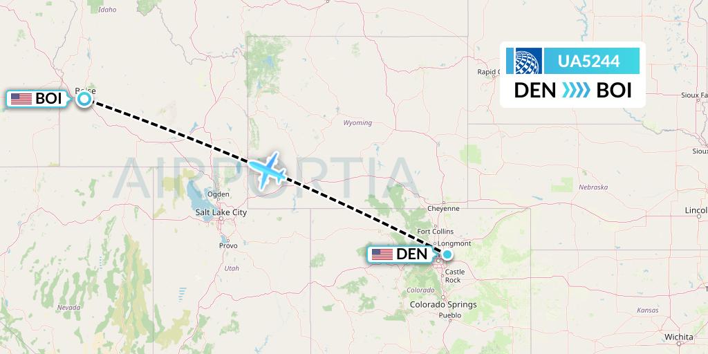 UA5244 United Airlines Flight Map: Denver to Boise