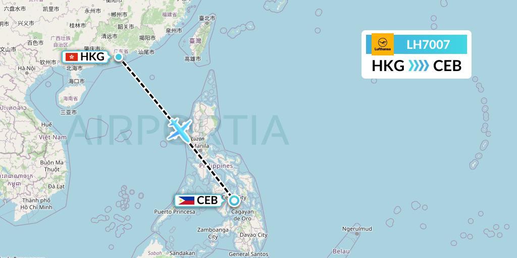 LH7007 Lufthansa Flight Map: Hong Kong to Cebu