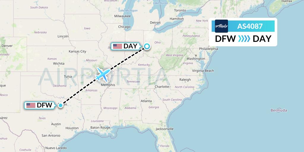 AS4087 Alaska Airlines Flight Map: Dallas to Dayton