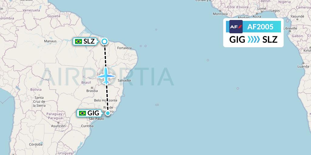 AF2005 Air France Flight Map: Rio de Janeiro to Sao Luis