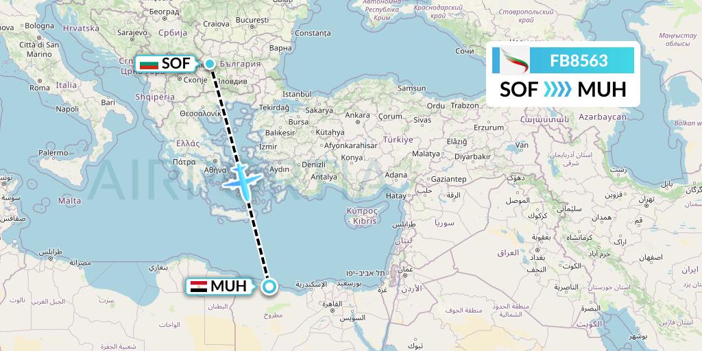 FB8563 Bulgaria Air Flight Map: Sofia to Mersa Matruh