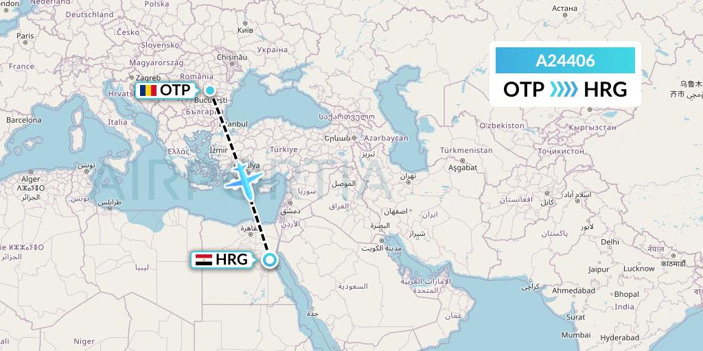 A24406 Anima Wings Aviation Flight Map: Bucharest to Hurghada