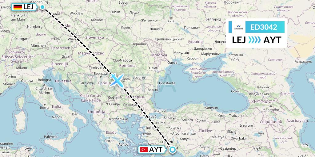 ED3042 AirExplore Flight Map: Leipzig to Antalya