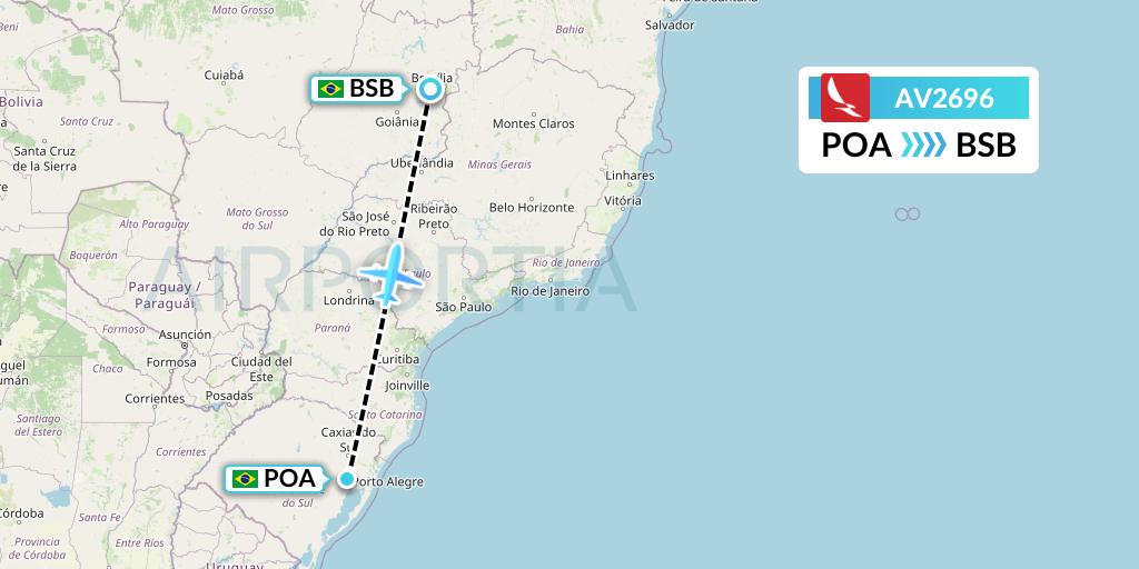 AV2696 Avianca Flight Map: Porto Alegre to Brasilia