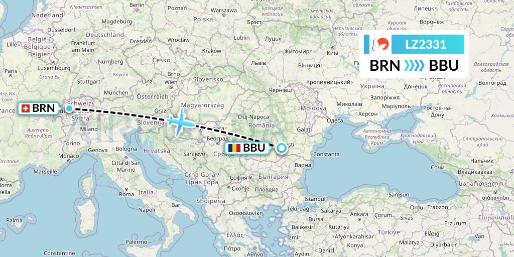 LZ2331 Air Link Flight Map: Bern to Bucharest