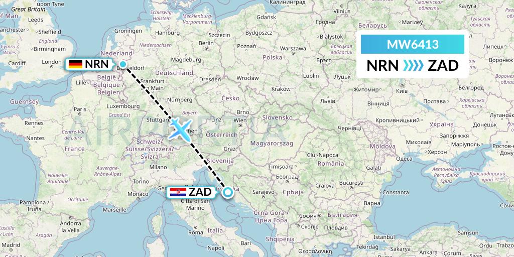 MW6413 Mokulele Flight Service Flight Map: Weeze to Zadar