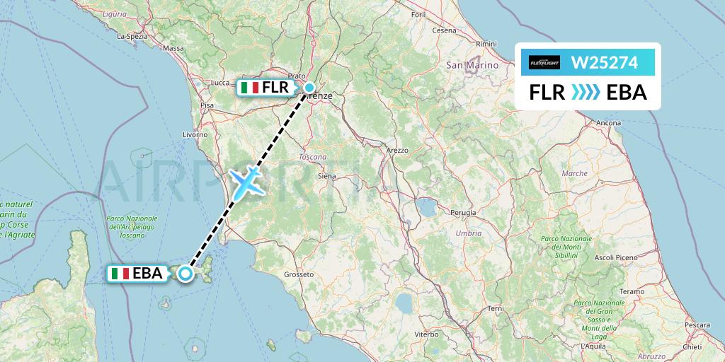 W25274 Flex Flight Flight Map: Florence to Elba