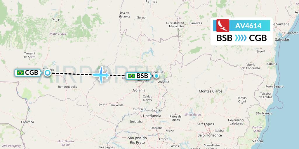 AV4614 Avianca Flight Map: Brasilia to Cuiaba