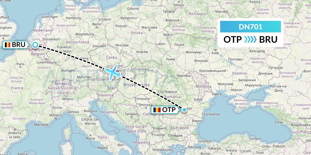 DN701 Aerodespachos de El Salvador Flight Map: Bucharest to Brussels
