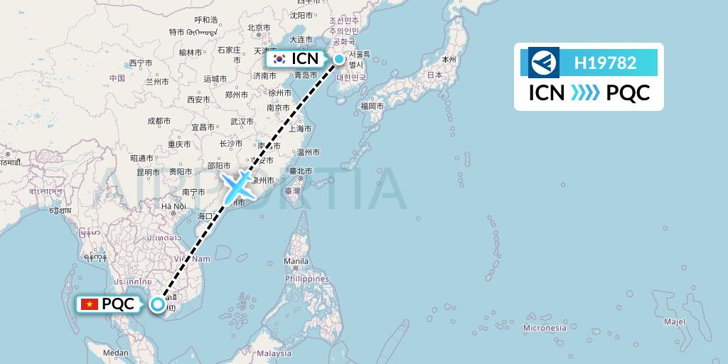 H19782 Hahn Air Systems Flight Map: Seoul to Phu Quoc