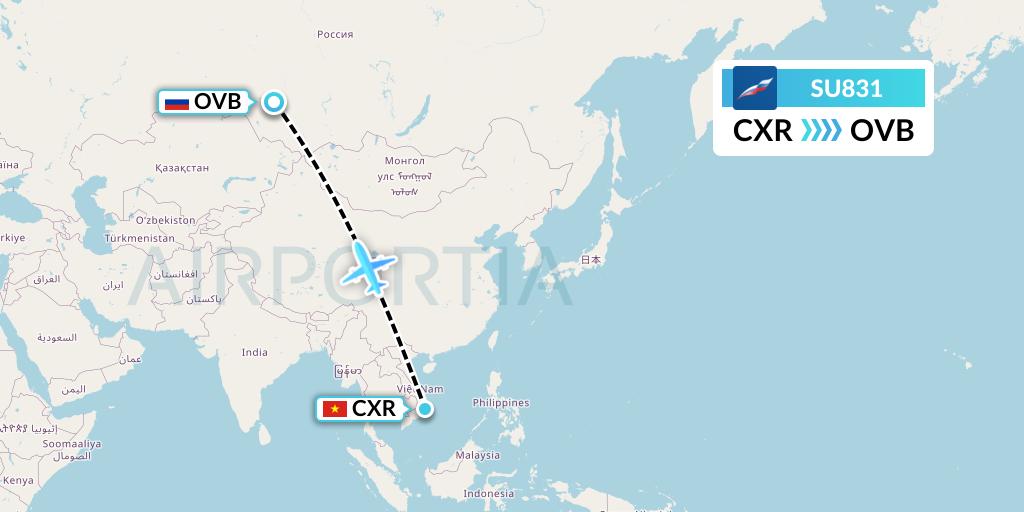 SU831 Aeroflot Flight Map: Nha Trang to Novosibirsk