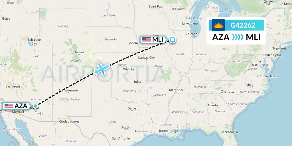 G42262 Allegiant Air Flight Map: Phoenix to Moline