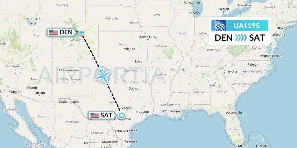 UA1195 United Airlines Flight Map: Denver to San Antonio