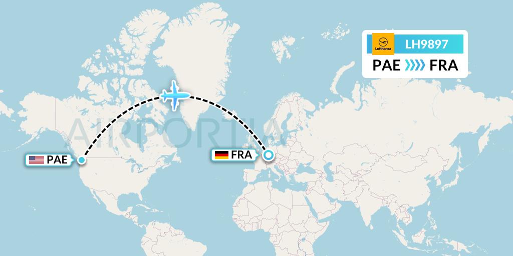 LH9897 Lufthansa Flight Map: Everett to Frankfurt