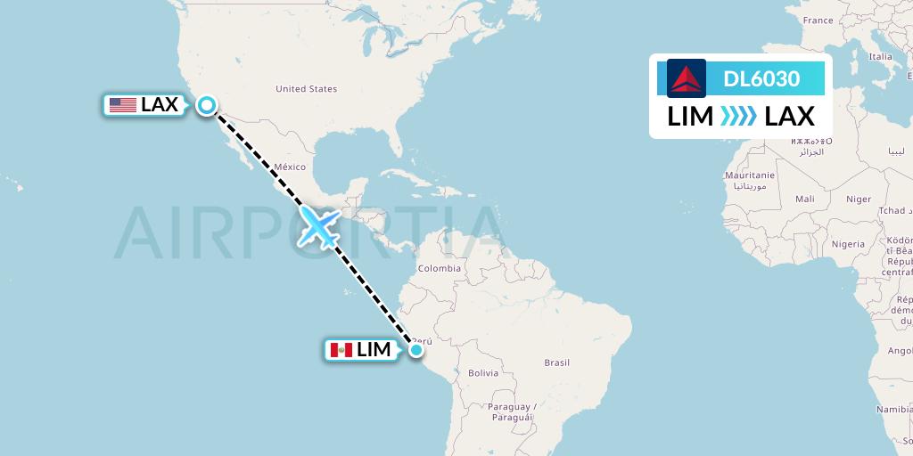 DL6030 Delta Air Lines Flight Map: Lima to Los Angeles
