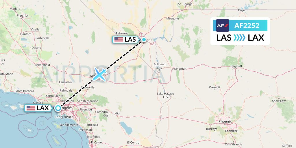 AF2252 Air France Flight Map: Las Vegas to Los Angeles