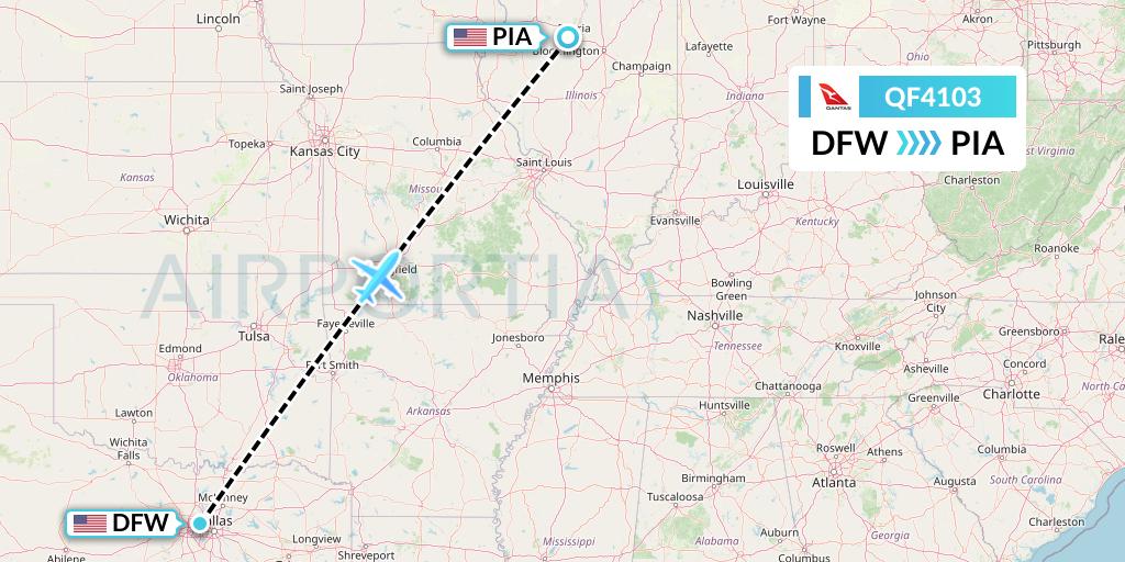 QF4103 Qantas Flight Map: Dallas to Peoria