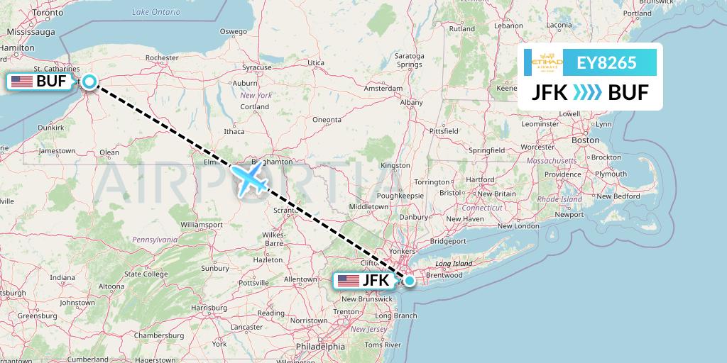 EY8265 Etihad Airways Flight Map: New York to Buffalo
