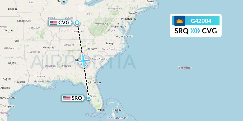 G42004 Allegiant Air Flight Map: Sarasota to Cincinnati