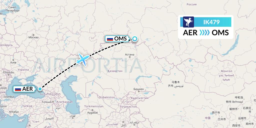 IK479 Air Kiribati Flight Map: Sochi to Omsk