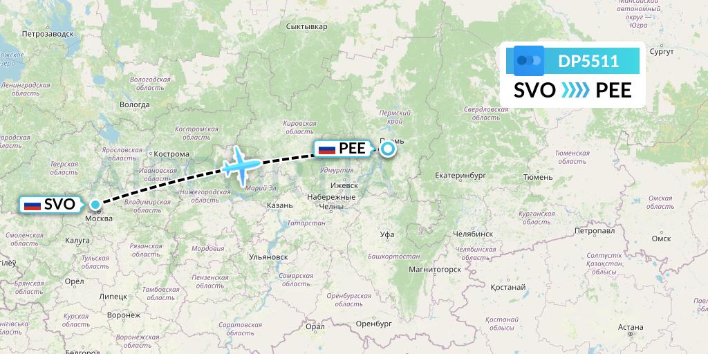 DP5511 Pobeda Flight Map: Moscow to Perm