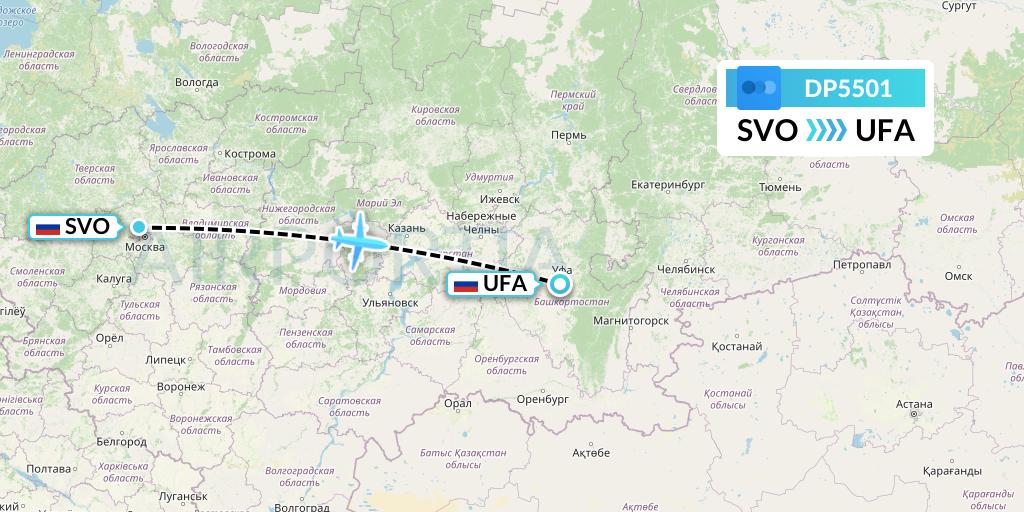 DP5501 Pobeda Flight Map: Moscow to Ufa